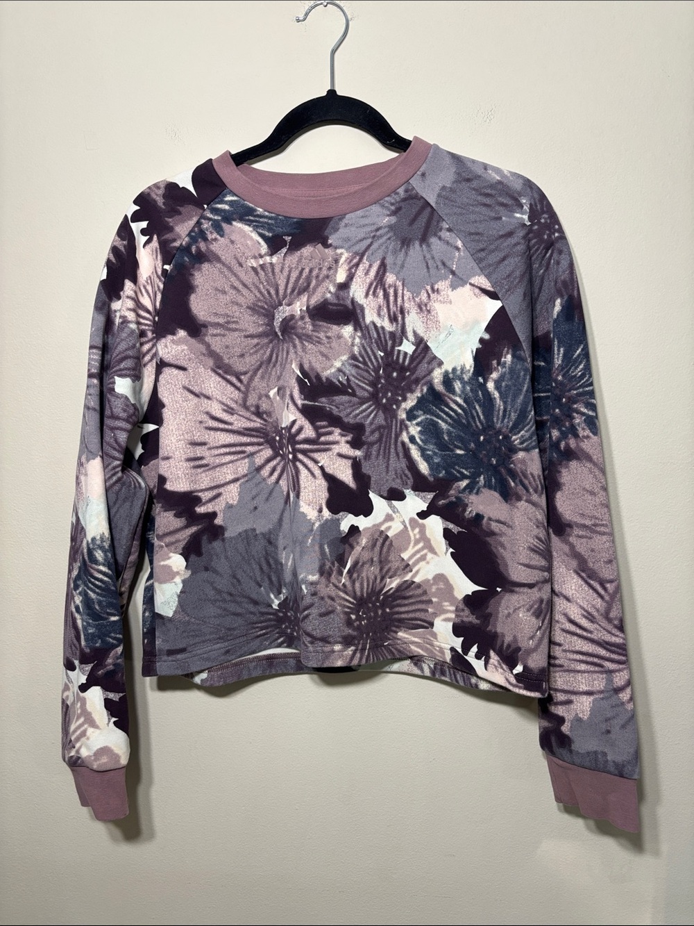 adidas Floral Raglan Sweatshirt in Mauve and Dusty Purple